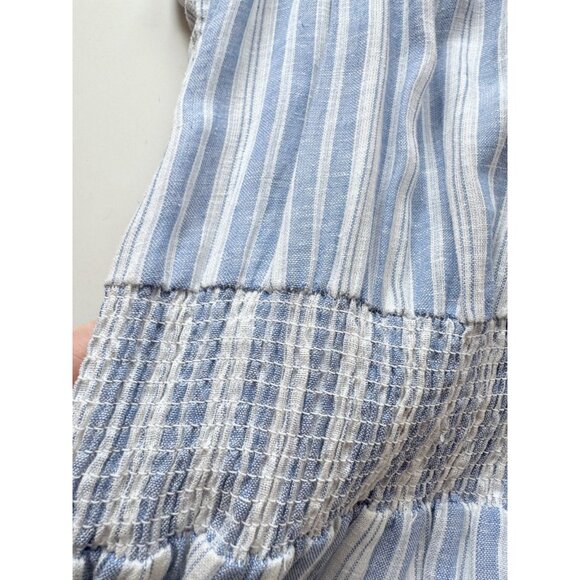 RAILS Amellia Blue White New Haven Stripe Linen Rayon Tiered Midi Dress, Size M - Picture 6 of 15